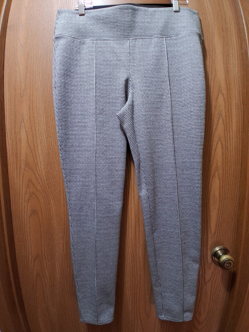 Nine West Women's Large Black and Brown Houndstooth Legging